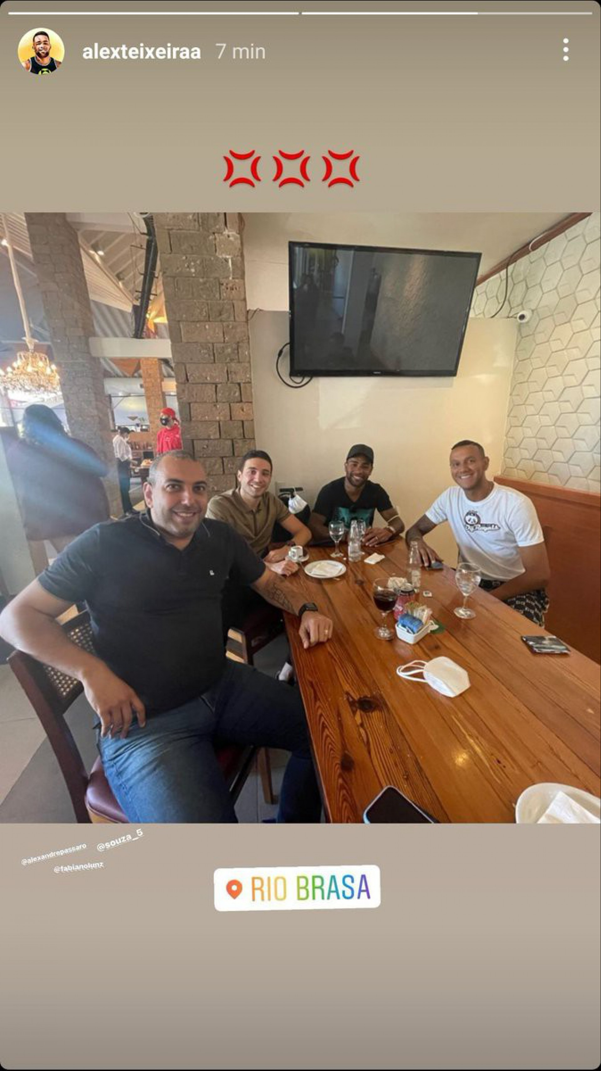 Alex Teixeira e Souza almoçaram com Alexandre Pássaro - Reprodução